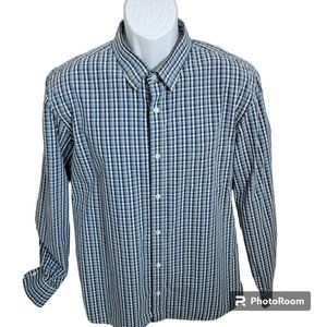 Nordstrom Men Shop Shirt, Men's XL, Blue & White Check Print, Button Down, EUC